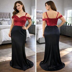 NWT Catherine Deane 3906 Red Black Formal Gown $595